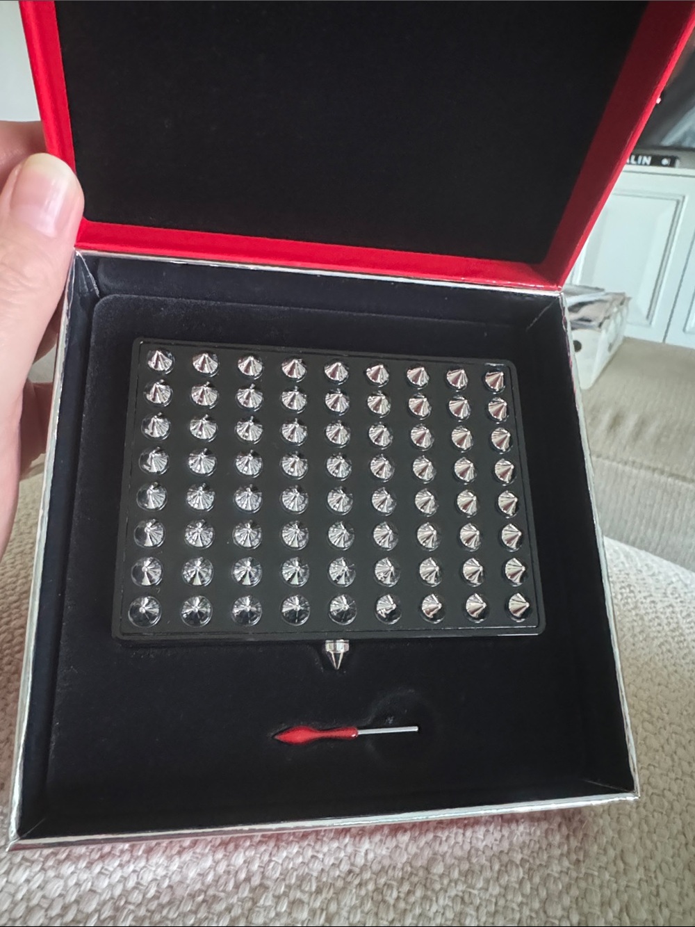 Christian Louboutin Black La Palette Make up box with Silver studs - New